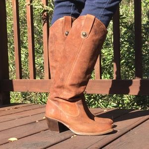 Frye 2" Heel Leather Western Knee-High Boots-size 8